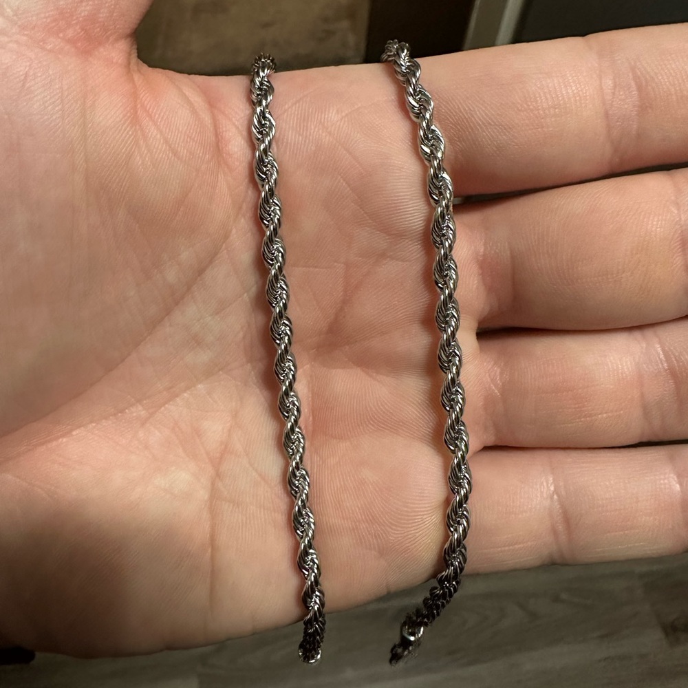 20” Rope Chain 14k White Gold Plated